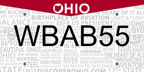 WBAB55 Ohio License Plate