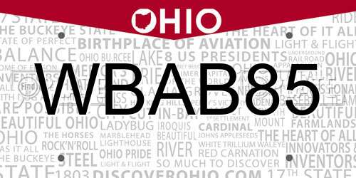 WBAB85 Ohio License Plate