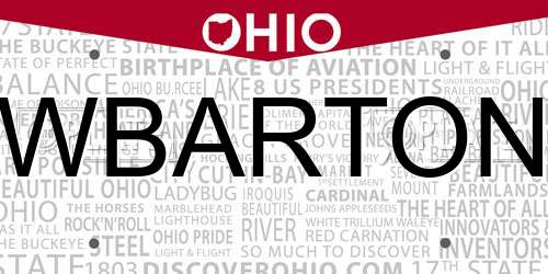 WBARTON Ohio License Plate