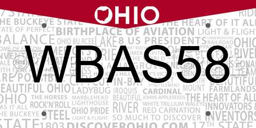 WBAS58 Ohio License Plate