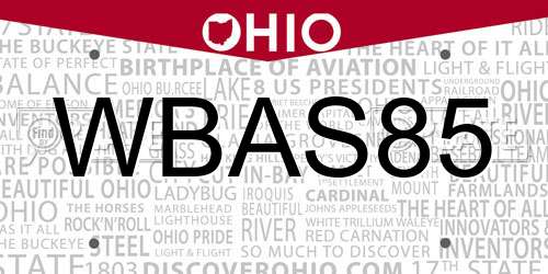 WBAS85 Ohio License Plate
