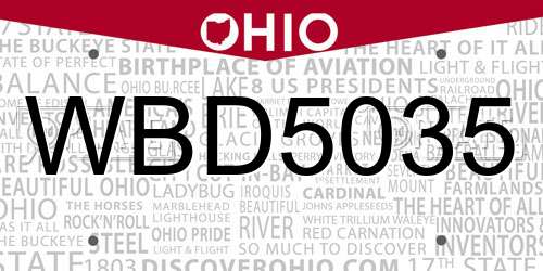 WBD5035 Ohio License Plate