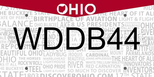 WDDB44 Ohio License Plate
