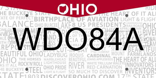 WDO84A Ohio License Plate