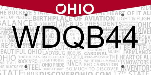 WDQB44 Ohio License Plate