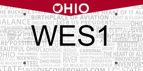 WES1 Ohio License Plate