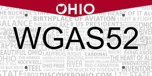 WGAS52 Ohio License Plate