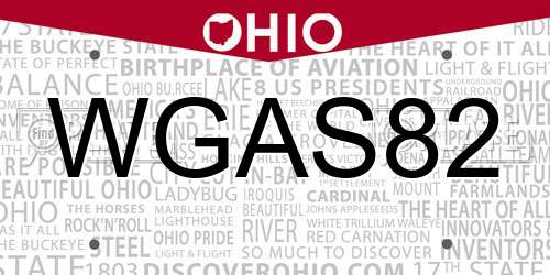 WGAS82 Ohio License Plate