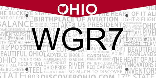 WGR7 Ohio License Plate