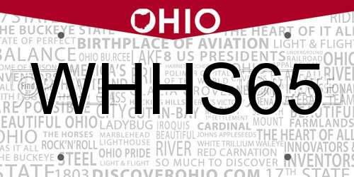 WHHS65 Ohio License Plate