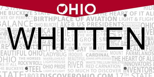 WHITTEN Ohio License Plate