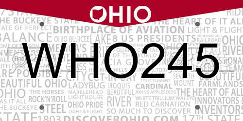 WHO245 Ohio License Plate