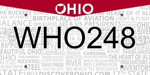 WHO248 Ohio License Plate