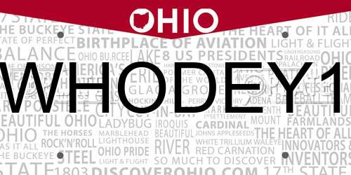 WHODEY1 Ohio License Plate