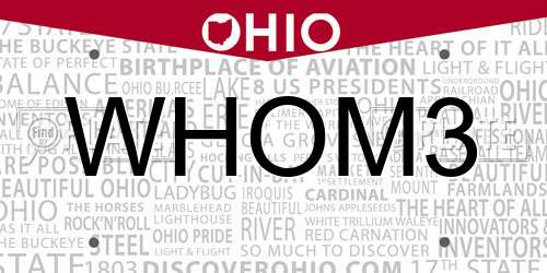 WHOM3 Ohio License Plate