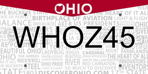 WHOZ45 Ohio License Plate