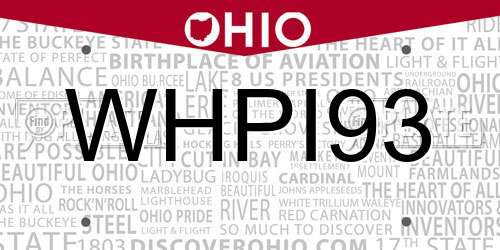 WHPI93 Ohio License Plate