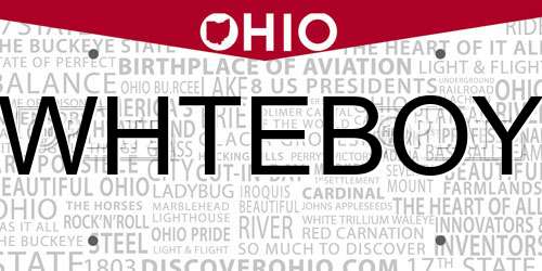 WHTEBOY Ohio License Plate