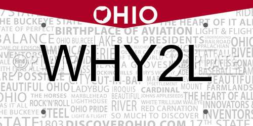 WHY2L Ohio License Plate