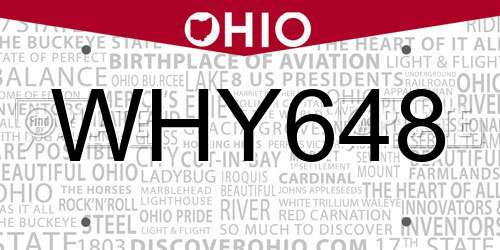 WHY648 Ohio License Plate