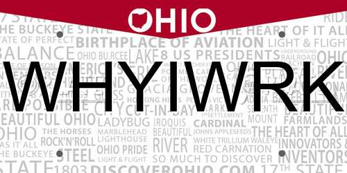 WHYIWRK Ohio License Plate