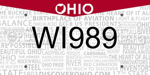 WI989 Ohio License Plate