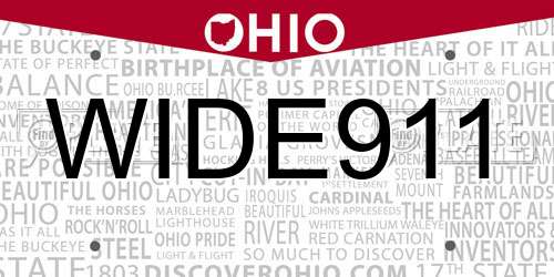 WIDE911 Ohio License Plate