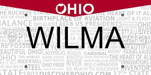 WILMA Ohio License Plate