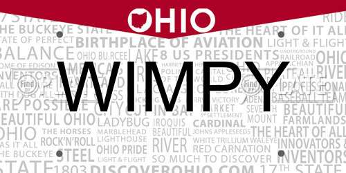 WIMPY Ohio License Plate