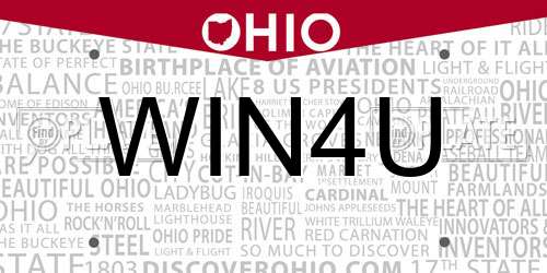 WIN4U Ohio License Plate
