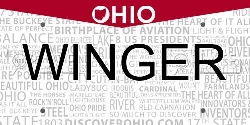 WINGER Ohio License Plate