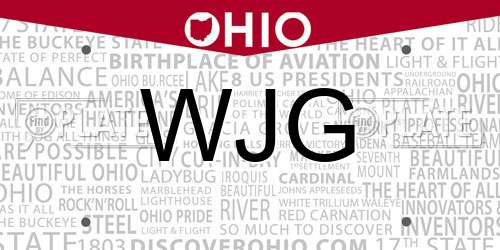 WJG Ohio License Plate