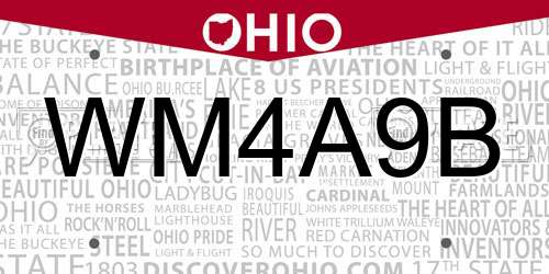 WM4A9B Ohio License Plate