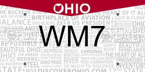 WM7 Ohio License Plate