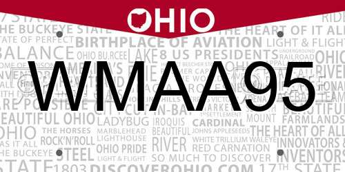 WMAA95 Ohio License Plate