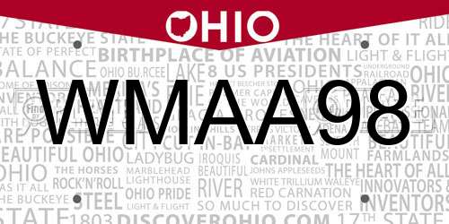 WMAA98 Ohio License Plate