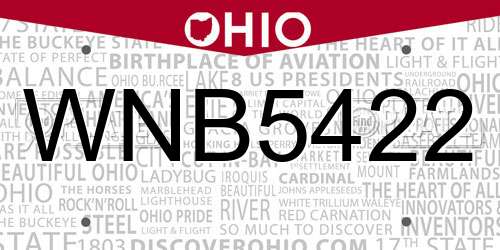 WNB5422 Ohio License Plate
