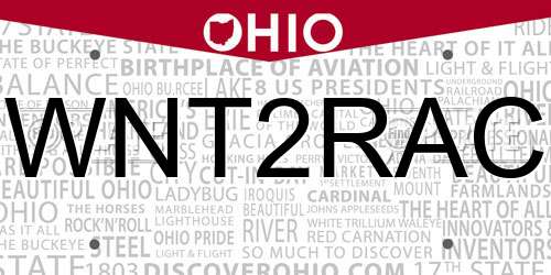 WNT2RAC Ohio License Plate