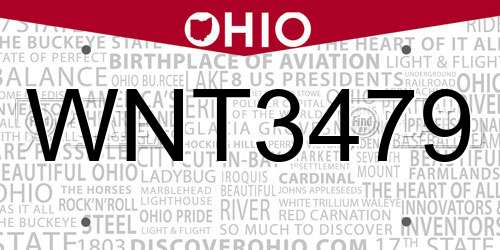 WNT3479 Ohio License Plate