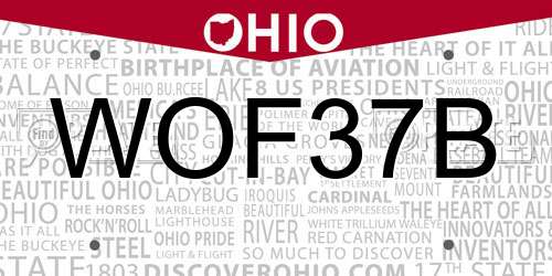 WOF37B Ohio License Plate