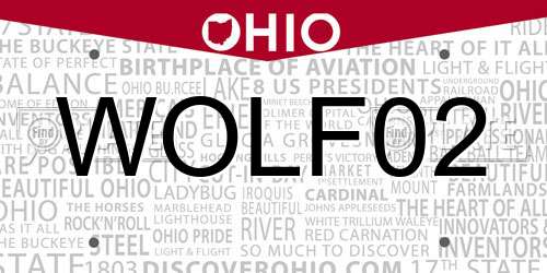 WOLF02 Ohio License Plate
