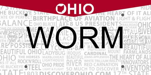 WORM Ohio License Plate