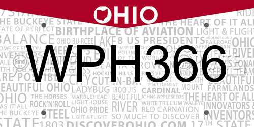 WPH366 Ohio License Plate