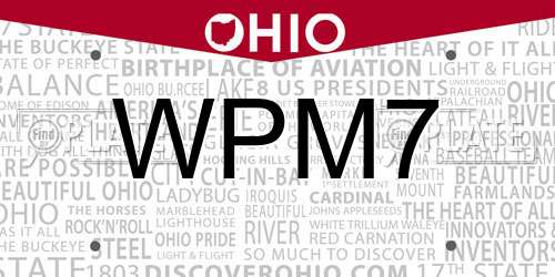 WPM7 Ohio License Plate