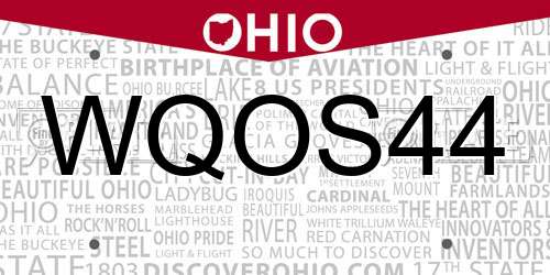 WQOS44 Ohio License Plate