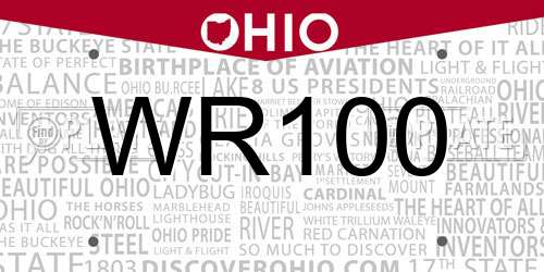 WR100 Ohio License Plate