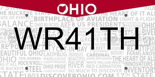 WR41TH Ohio License Plate