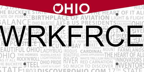 WRKFRCE Ohio License Plate