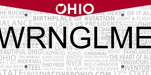 WRNGLME Ohio License Plate