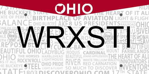 WRXSTI Ohio License Plate